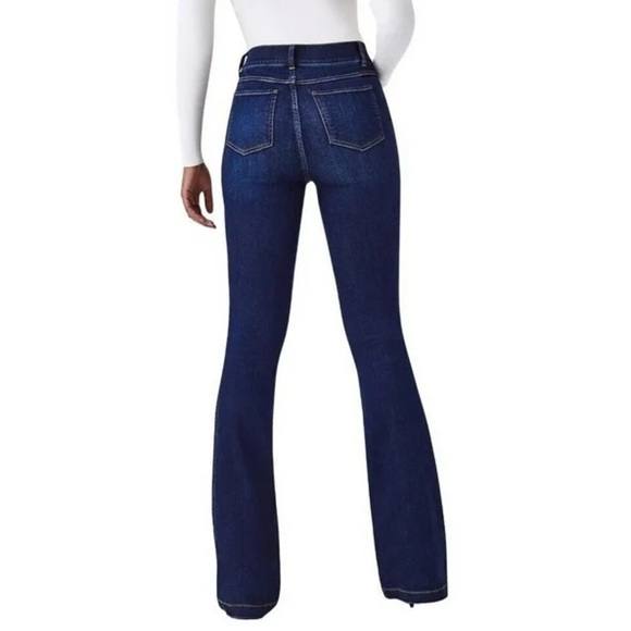 SPANX Pull-on Stretch Denim Flare Jeans Midnight Shade - Picture 5 of 14